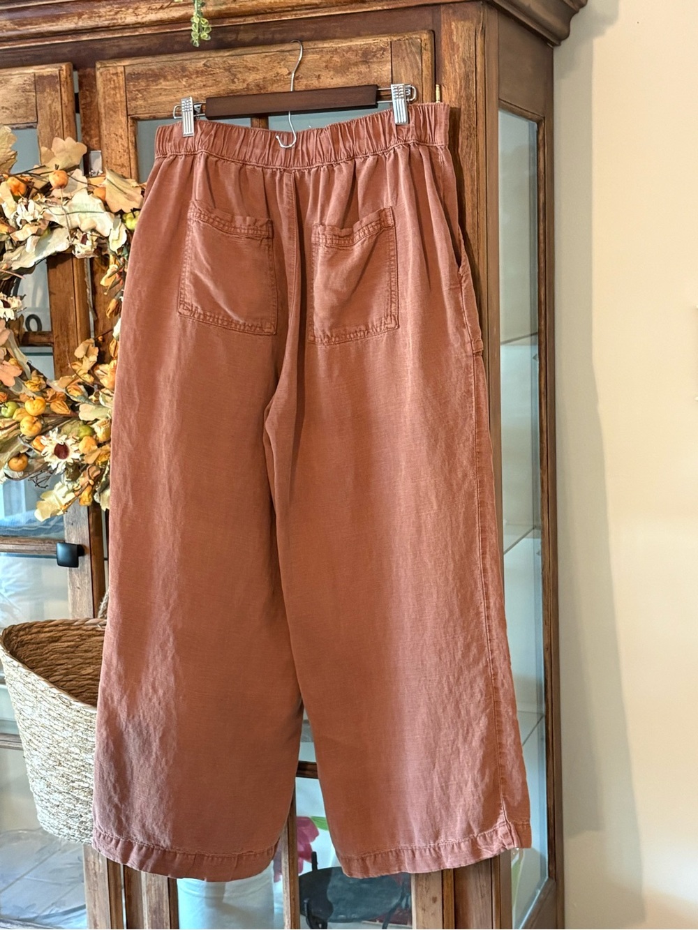 Cynthia Rowley Rust Colored Cropped Wide-Leg Pants - Picture 2 of 3
